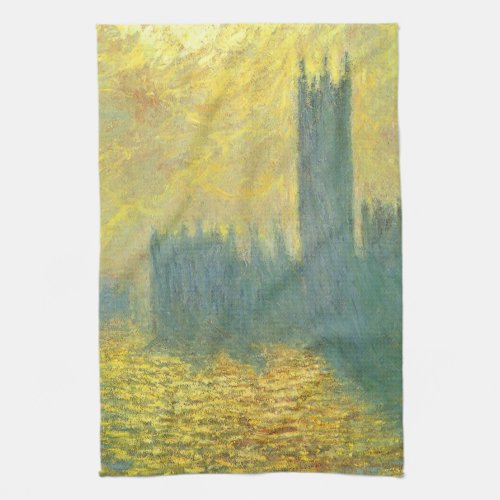 Houses of Parliament Stormy Sky by Claude Monet Kitchen Towel