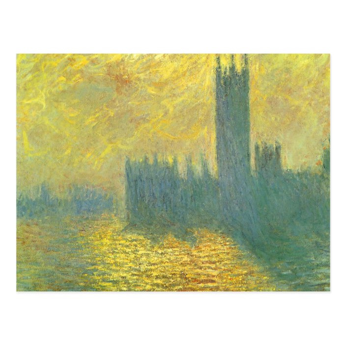 Houses Of Parliament Stormy Sky By Claude Monet Postcard Zazzle Com