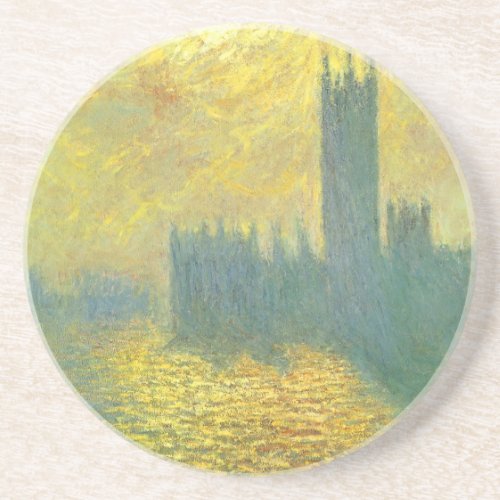 Houses of Parliament Stormy Sky by Claude Monet Sandstone Coaster