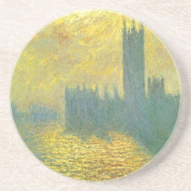 Houses of Parliament, Stormy Sky by Claude Monet Sandstone Coaster (Front)