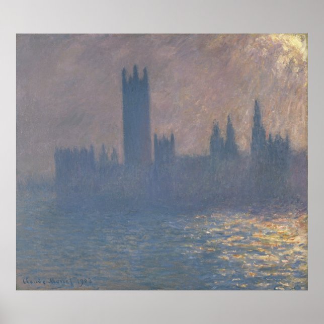Houses of Parliament Sunlight Effect by Monet Poster (Front)