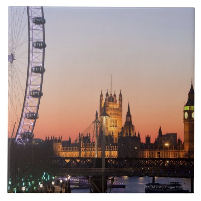 Houses of Parliament & the London Eye Tile (Front)