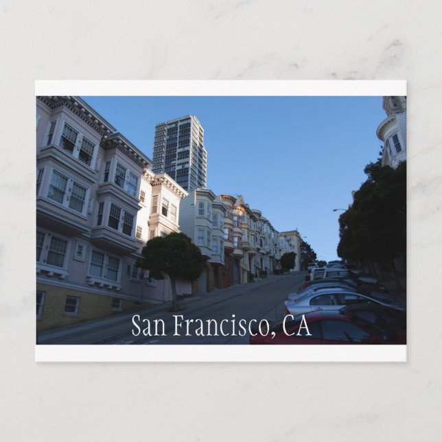 Houses on a street in San Francisco, California Postcard (Front)