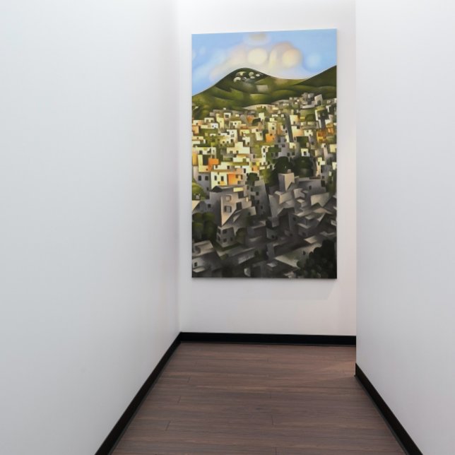 Houses On The Hillside - Abstract Art Fethiye Canvas Print (Creator Uploaded)