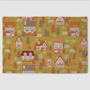 Houses Winter Green Fiber Doormat