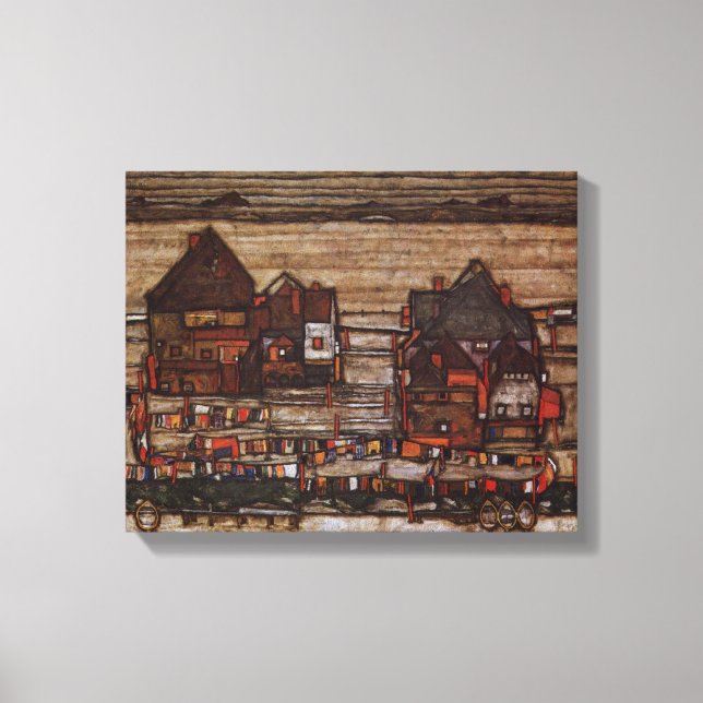 Houses with Laundry by Egon Schiele Canvas Print (Front)