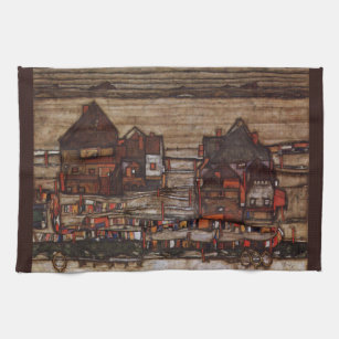 Houses with Laundry (Seeburg II) by Egon Schiele Kitchen Towel