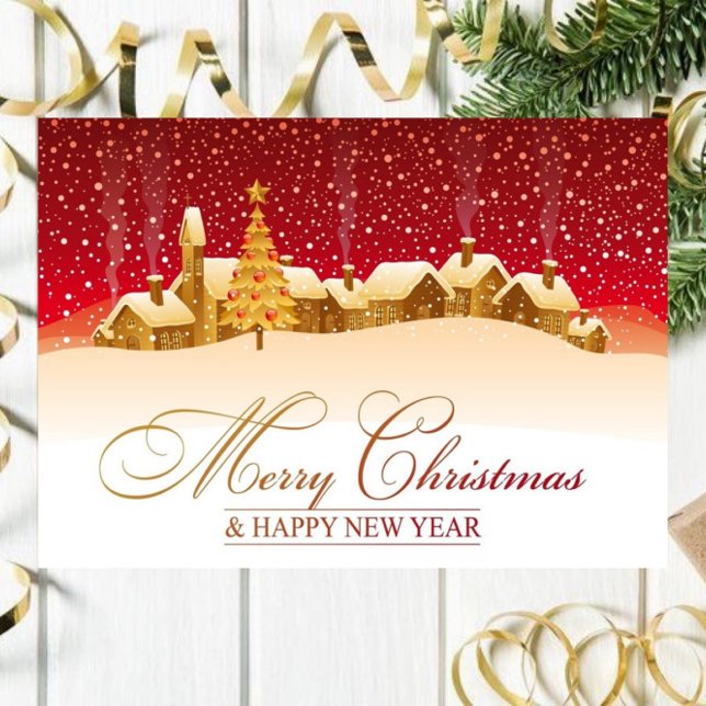 Houses with Snow Merry Christmas Card (Creator Uploaded)