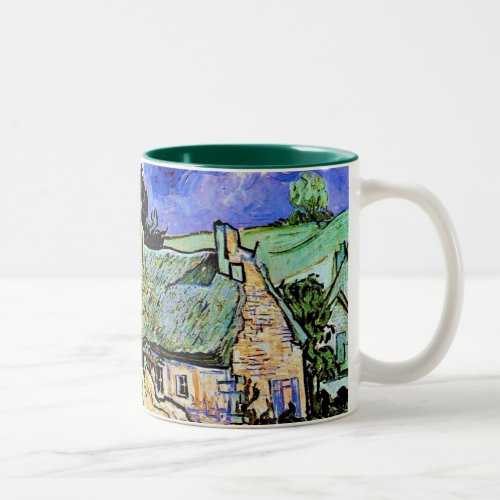Houses with Thatched Roofs by Vincent van Gogh Two_Tone Coffee Mug