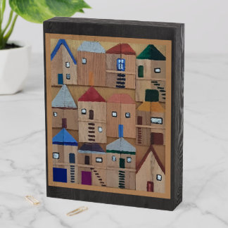 Houses Wooden Box Sign