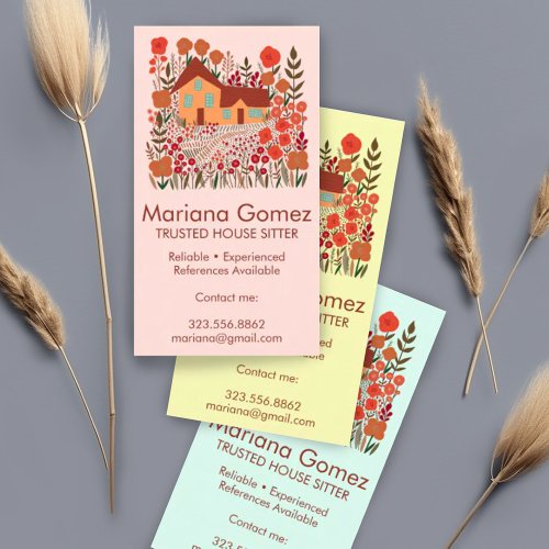 Housesitter House Sitting Garden Farmhouse Custom Business Card