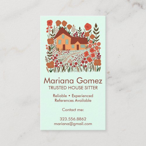 Housesitter House Sitting Garden Farmhouse Custom Business Card