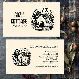 Housesitter Petsitter Home Cute Cottage Art Custom Business Card