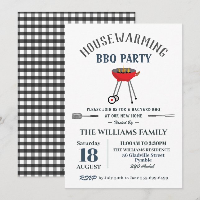 Housewarming BBQ Party Backyard Barbecue  Invitation (Front/Back)