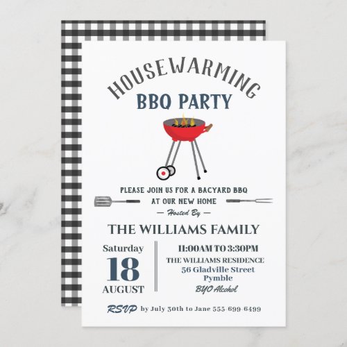 Housewarming BBQ Party Backyard Barbecue  Invitation
