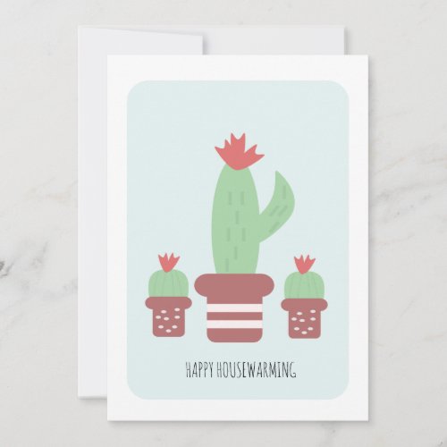 Housewarming Cactus House Plants New Home Card