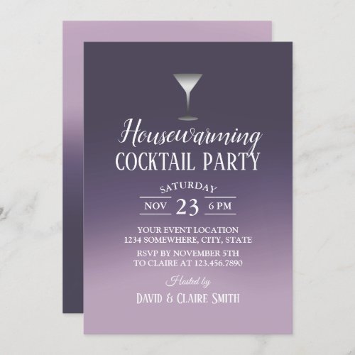 Housewarming Cocktail Party Elegant Purple Ombre Invitation