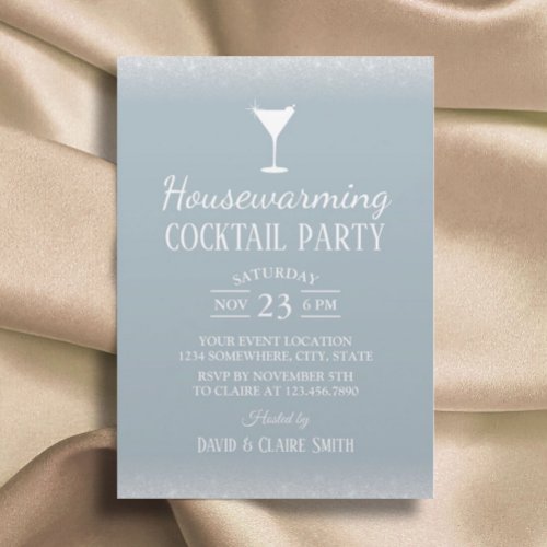Housewarming Cocktail Party Modern Dusty Blue Invitation