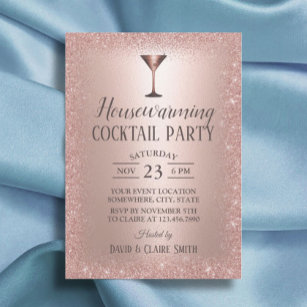 Housewarming Cocktail Party Modern Rose Gold Invitation