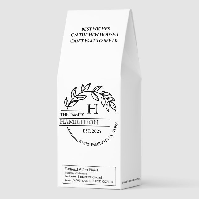 Housewarming Family Monogram New House Home Roasted Coffee (Front)