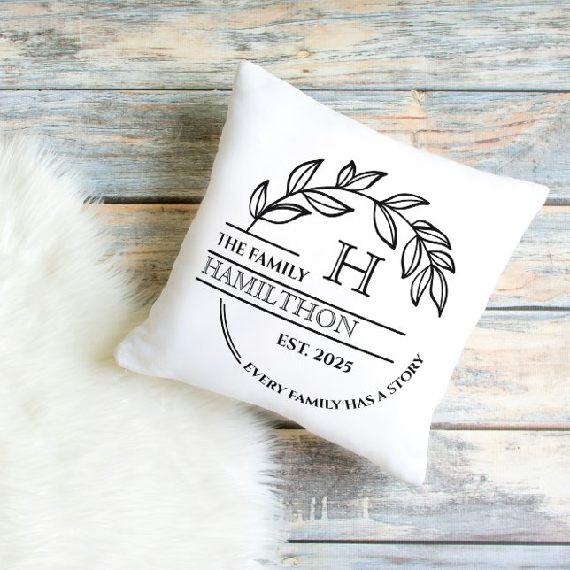 Housewarming Family Monogram New House Home Throw Pillow (Housewarming Family Monogram New House Home gift ideas new home Home Décor Keepsake)