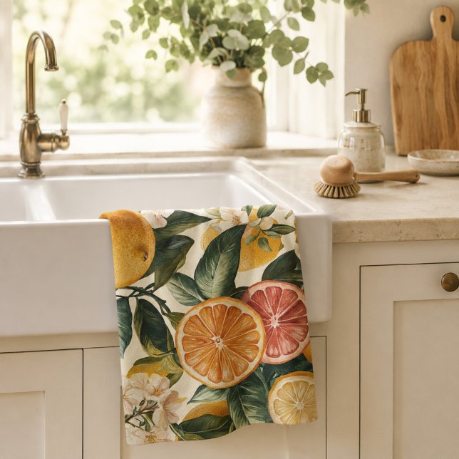 Housewarming Gift Citrus Bloom Pattern Kitchen Towel (Creator Uploaded)