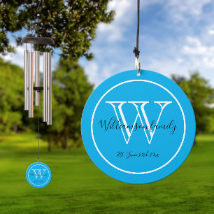 Housewarming Gift Family Name Monogram Date Chic Wind Chime