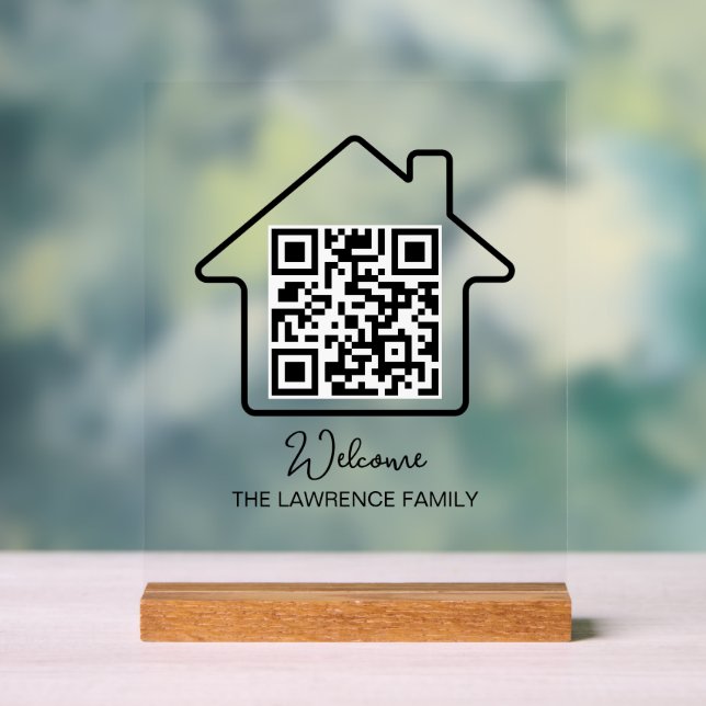 Housewarming Gift | Personalized WiFi QR Code Acrylic Sign (Neutral)
