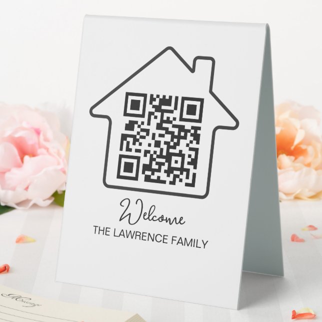 Housewarming Gift | Personalized WiFi QR Code Table Tent (In SItu (Wedding))