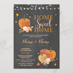 Housewarming Home Sweet Chalk Fall Pumpkin Invite