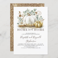 Housewarming Home Sweet Fall White Pumpkin Invitation