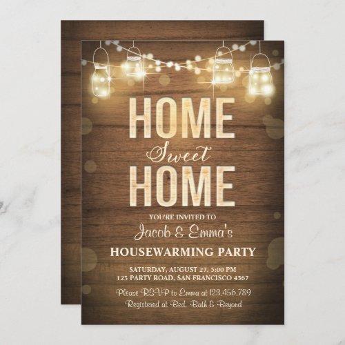 Housewarming invitation Home Sweet Home Rustic