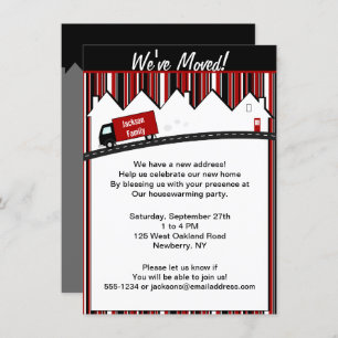 Housewarming Moving Truck Party Red & Black Invitation