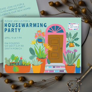 HOUSEWARMING NEW HOME Colorful Front Door Party Invitation