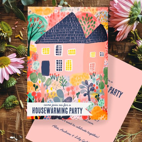 Housewarming New Home Garden Watercolor Cute Party Invitation