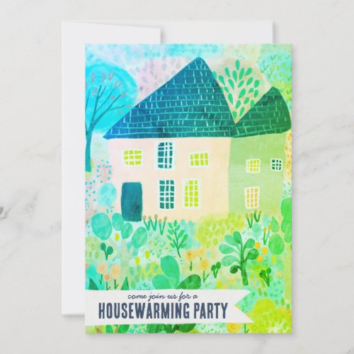 Housewarming New Home Garden Watercolor Cute Party Invitation