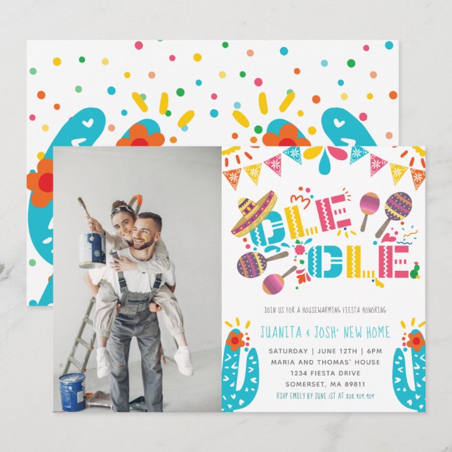Housewarming New Home Ole Ole Fiesta Photo Invitation (Front/Back)
