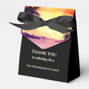 Housewarming New Home Sunset in Tropics Watercolor Favor Boxes