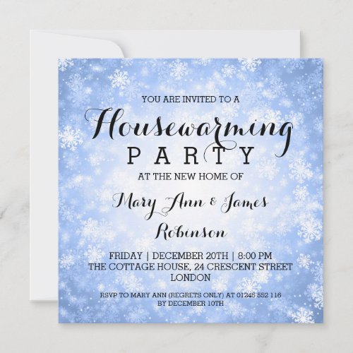 Housewarming Party Blue Winter Wonderland Invitation