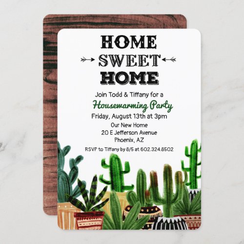 Housewarming Party Boho Cactus Invitation