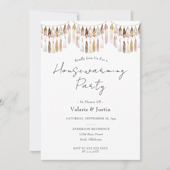Housewarming Party Boho Tassels Invitation (Front)