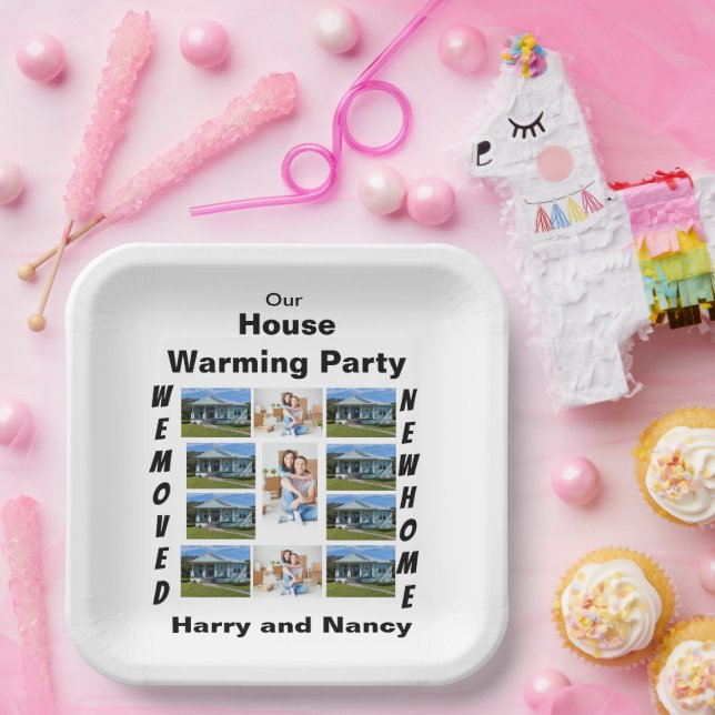 Housewarming Party custom 11 Photo Collage  Paper Plates (Party)