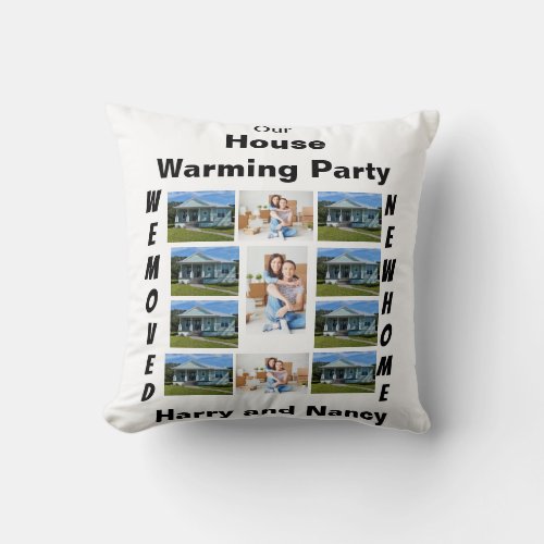 Housewarming Party custom 11 Photo Collage  Throw Pillow