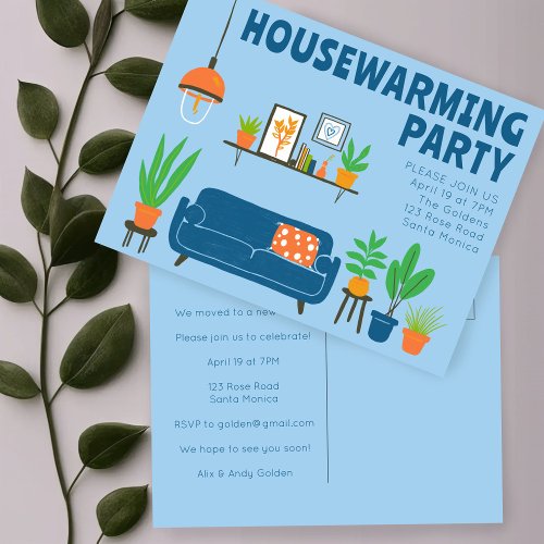 Housewarming Party Cute Living Room Sofa  Postcard