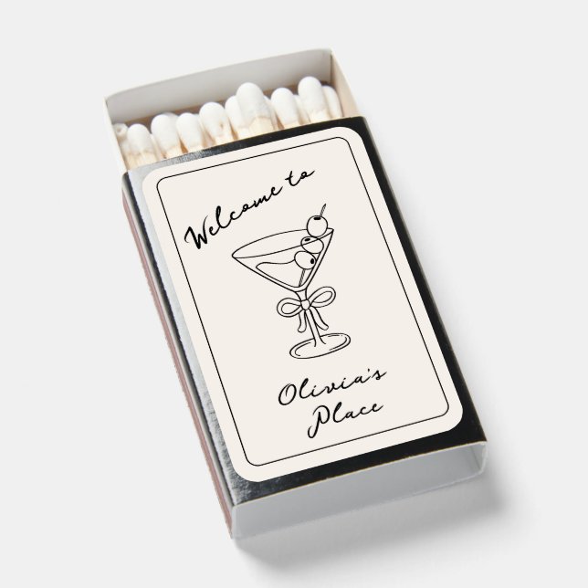 Housewarming Party Favor Martini Matches (Front Open)