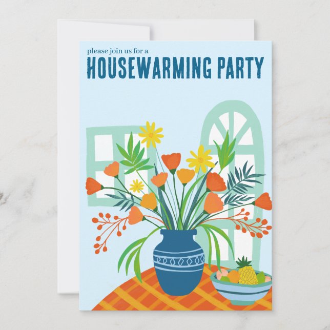 HOUSEWARMING Party Floral Bouquet New Home Cute  Invitation (Front)