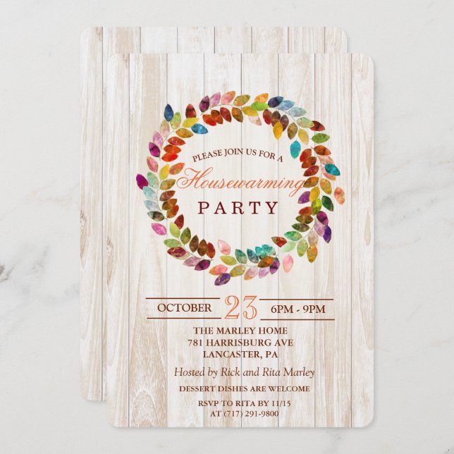 Housewarming Party Glitter Wreath Invitation (Front/Back)