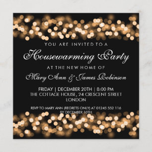 Housewarming Party Gold Hollywood Glam Invitation