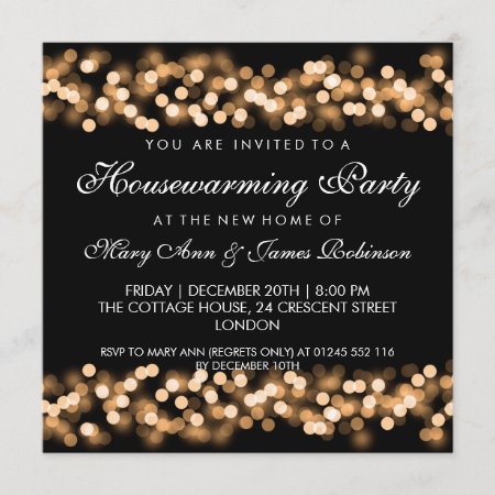 Housewarming Party Gold Hollywood Glam Invitation