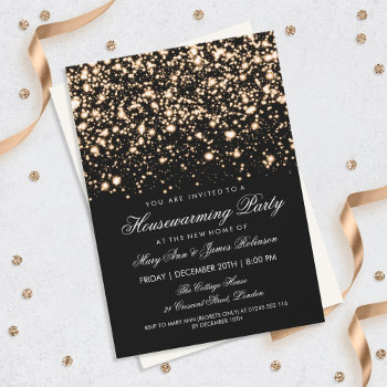 Housewarming Party Gold Midnight Glam Invitation by Rewards4life at Zazzle